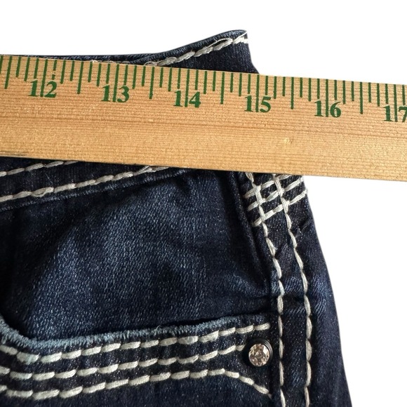 Rock Revival Jeans Womens Size 29 Dark Wash Straight Leg Embellished Rhinestone - Picture 14 of 16